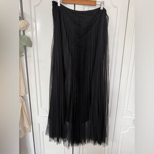 Albert Nipon Classic Black Lace Maxi Skirt